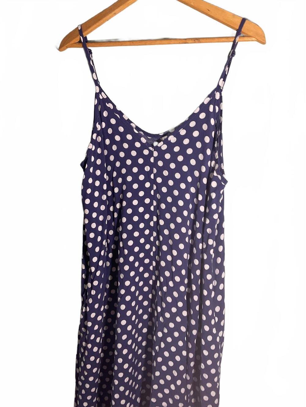 Women's Classic Blue Polka Dot Midi Dress Medium/Large - Picture 3 of 8